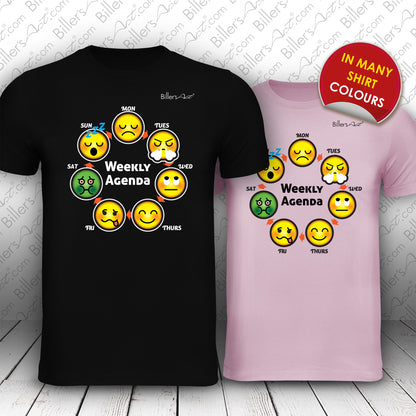Fun Weekly Routine Emoji t-shirt