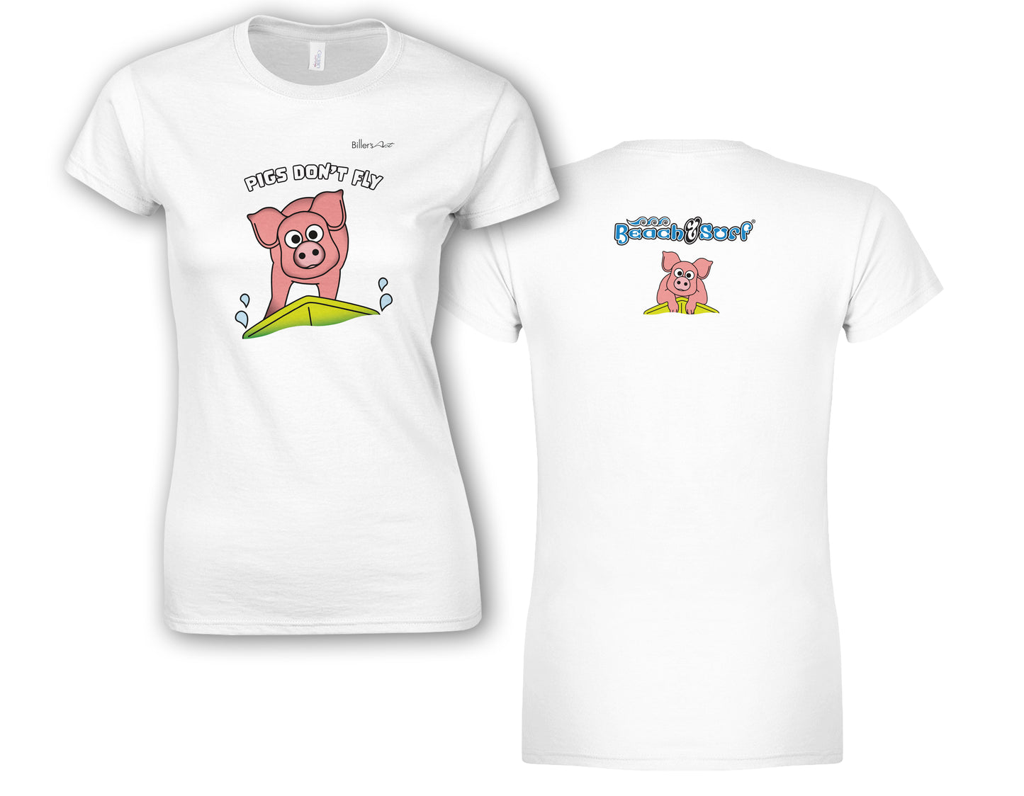 Pigs Don't Fly - Surfing - Beach & Sure Leisure Wear Womens' Slim Fit T-Shirt