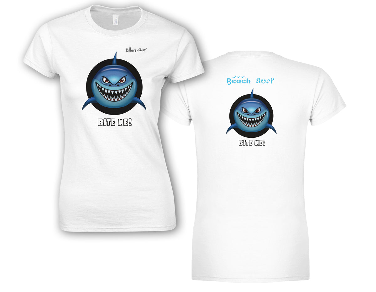 BEACH & SURF Leisure Wear - Bite Me Shark Womens Slim Fit T-Shirt