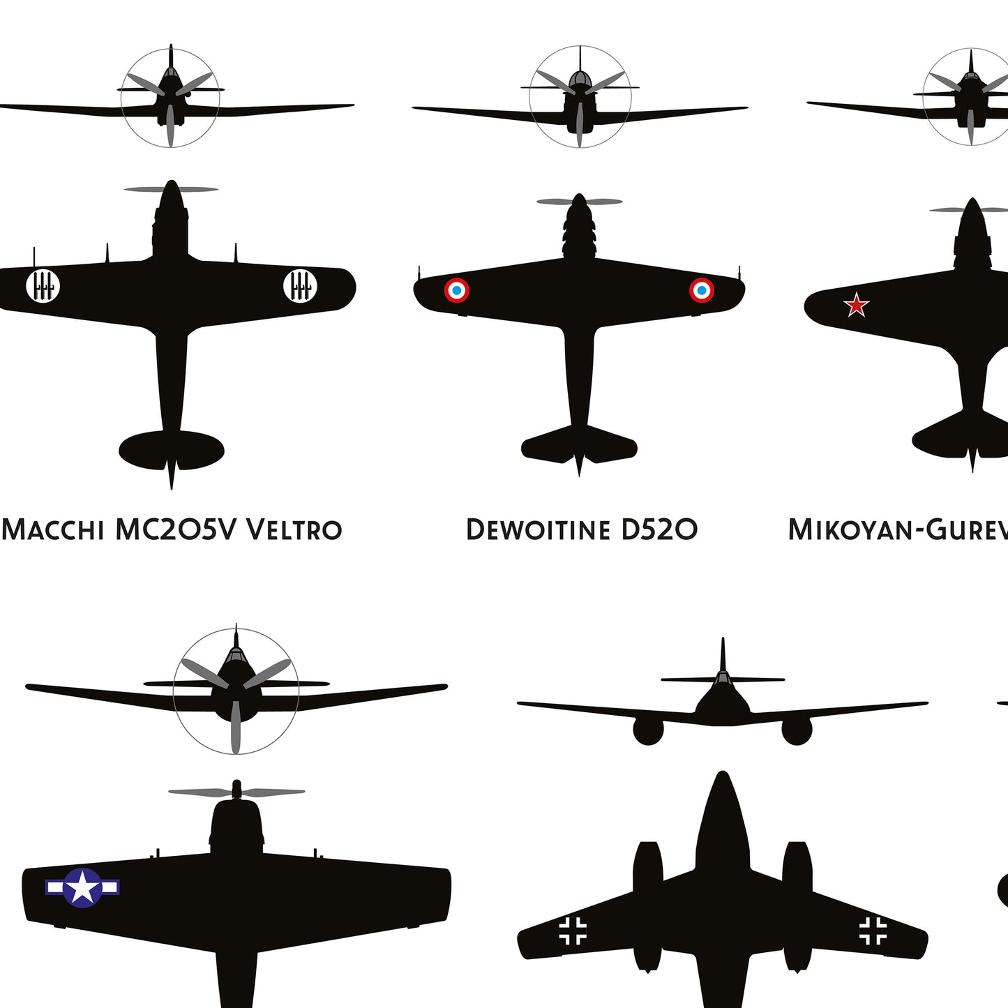 World War 2 Fighter Aircraft Spotter's Guide Poster