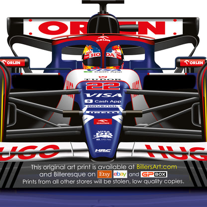 Yuki Tsunoda Latest Formula 1 RB 2024 Racing Car Print