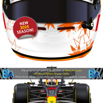 Yuki Tsunoda Formula 1 Racing Helmet 2025 Red Bull Racing Print