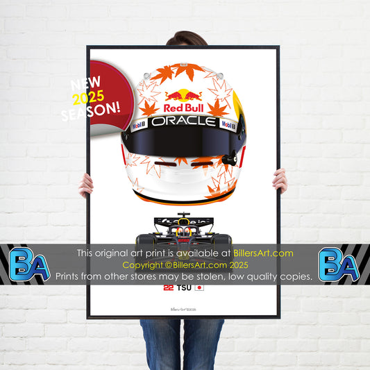Yuki Tsunoda Formula 1 Racing Helmet 2025 Red Bull Racing Print