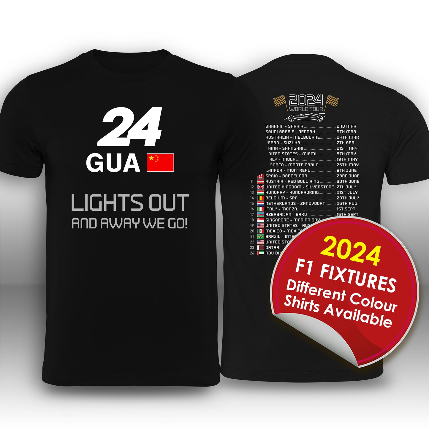 Zhou Guanyu Formula 1 2024 Race Calendar T-Shirt