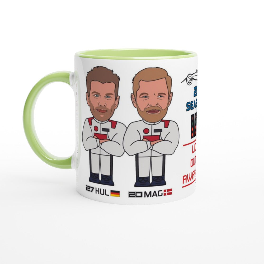 Formula 1 Fun Mug Caricature of the 2024 Haas team mates Nico Hulkenberg and Kevin Magnussen