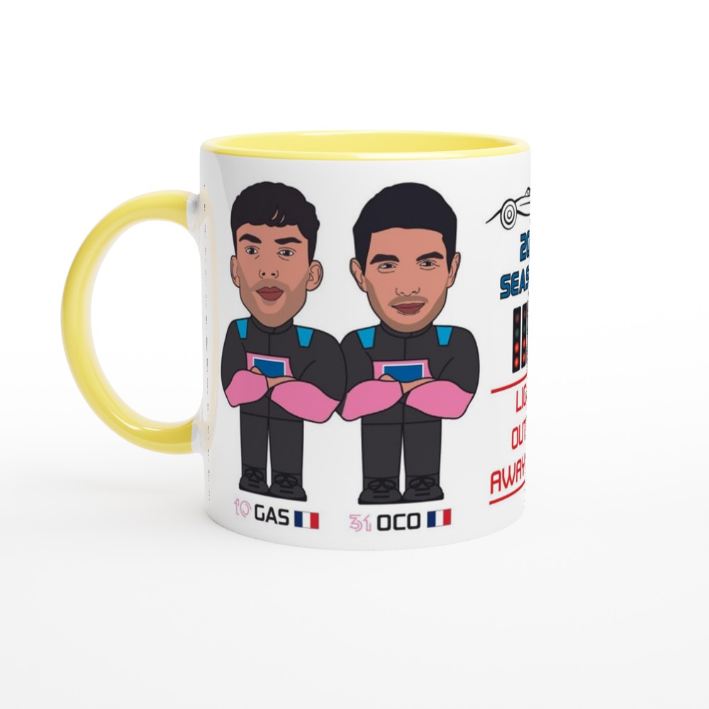 Formula 1 Fun Mug Caricature of the 2024 Alpine team mates Pierre Gasly and Esteban Ocon