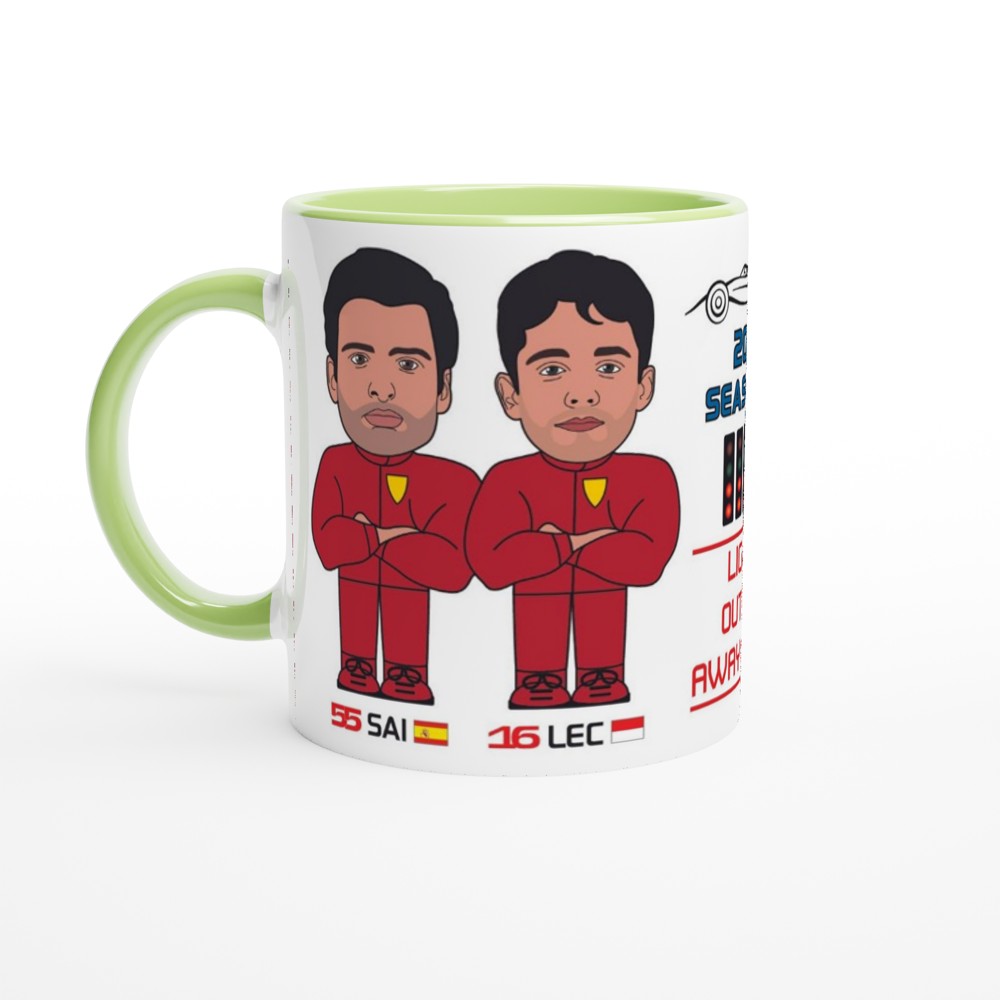 Formula 1 Fun Mug Caricature of the 2024 Ferrari team mates Carlos Sainz and Charles Leclerc