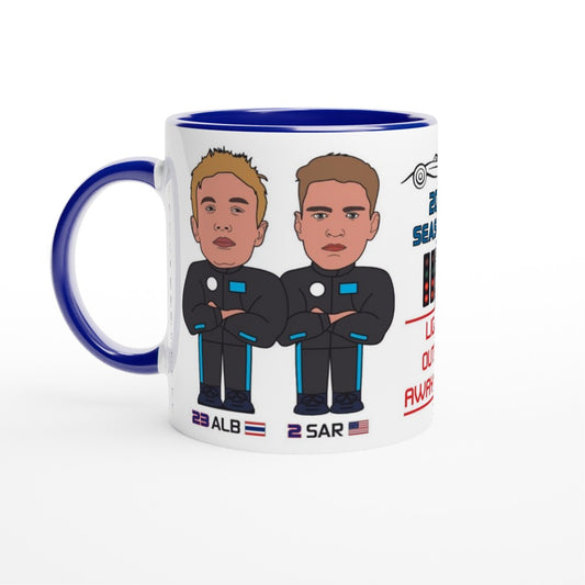 Formula 1 Fun Mug Caricature of the 2024 Williams team mates Alexander Albon and Logan Sargeant