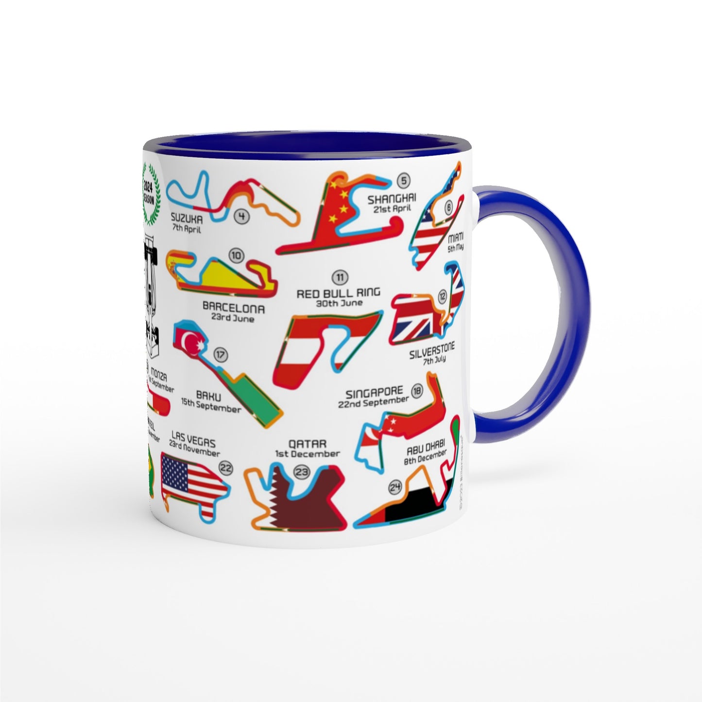 Formula 1 2024 Calendar Country Flag Mugs - Biller's Art