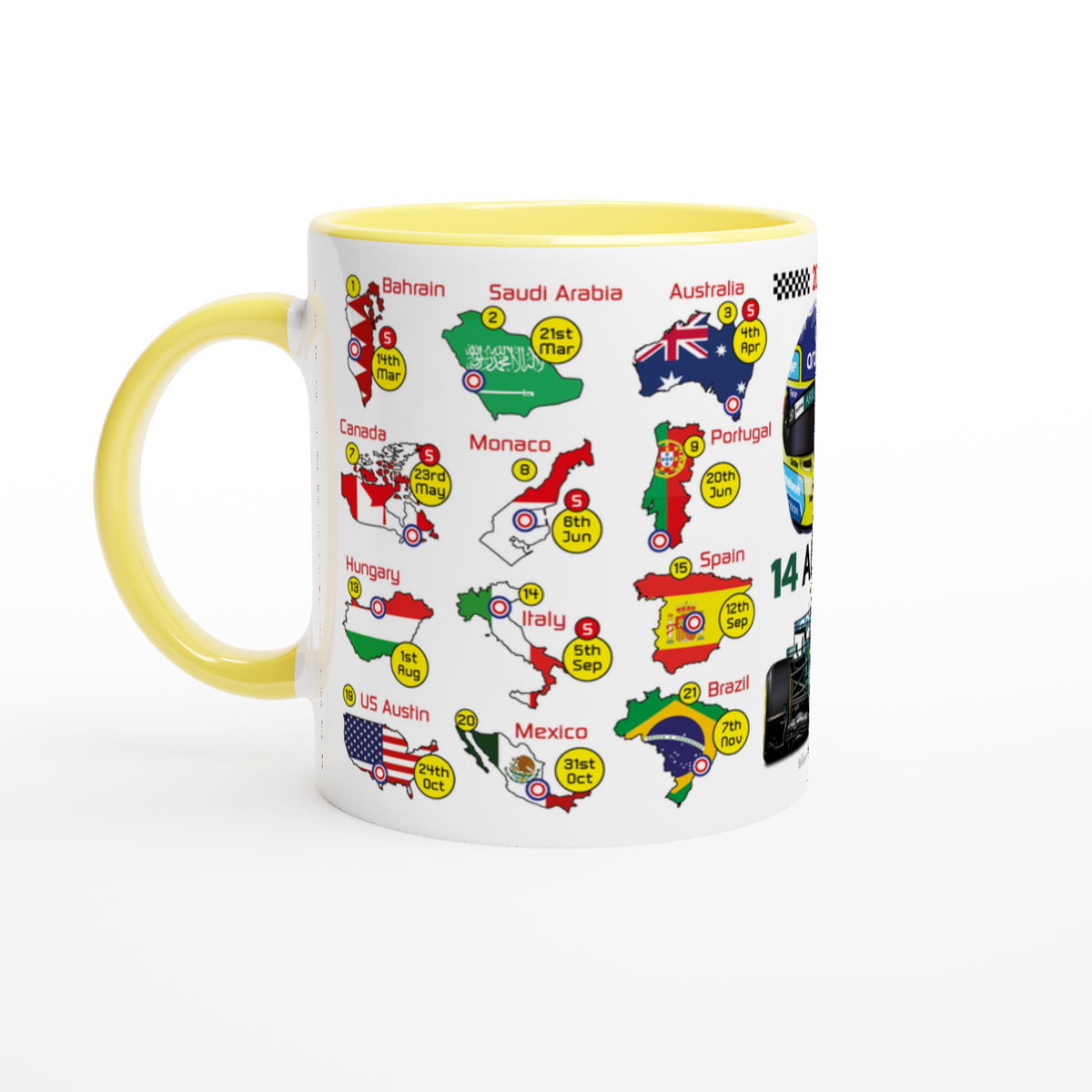 Fernando Alonso 2027 Formula 1 Season Fixtures Mug