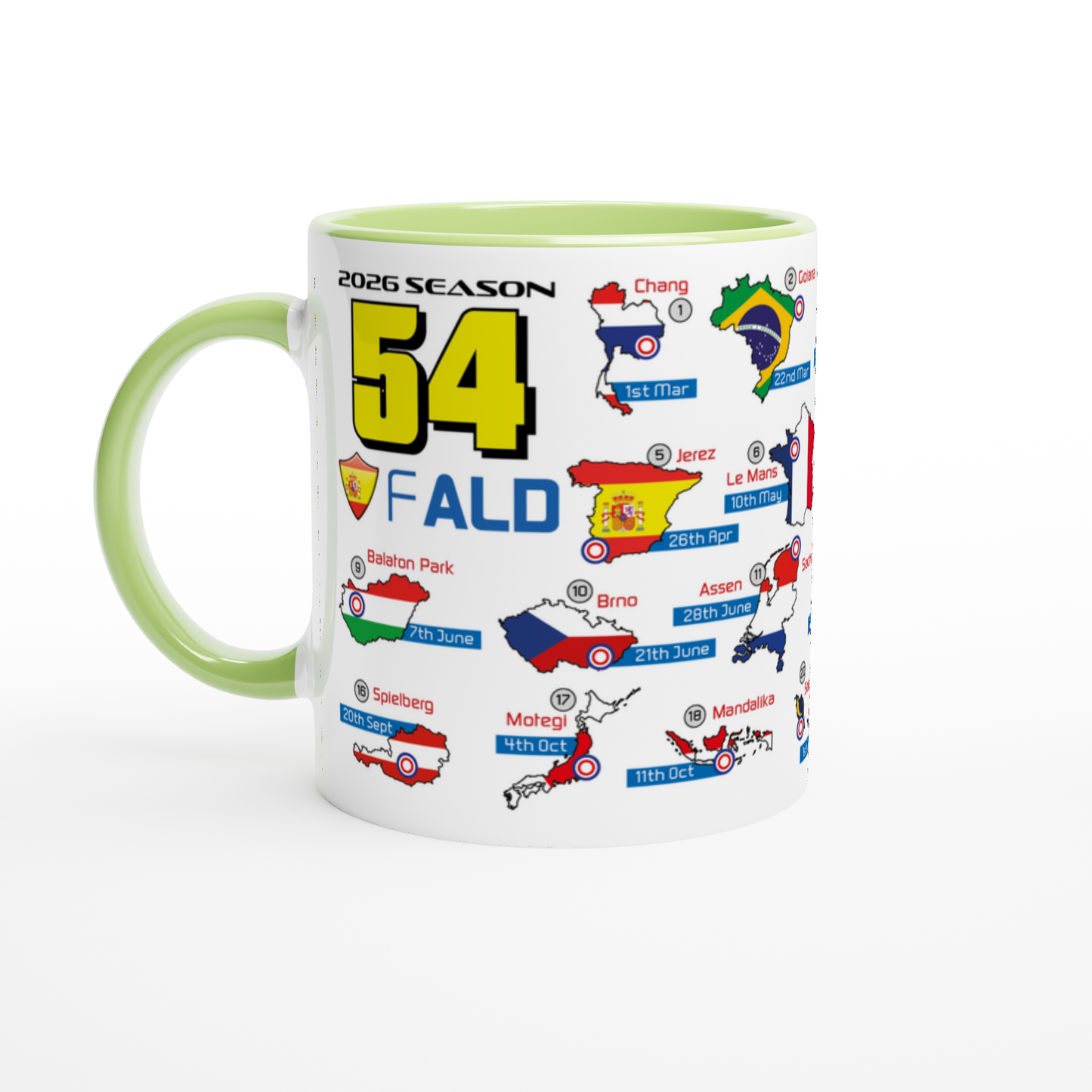 Fermin Aldeguer MotoGP 2026 Season Fixtures Racing Calendar Mug