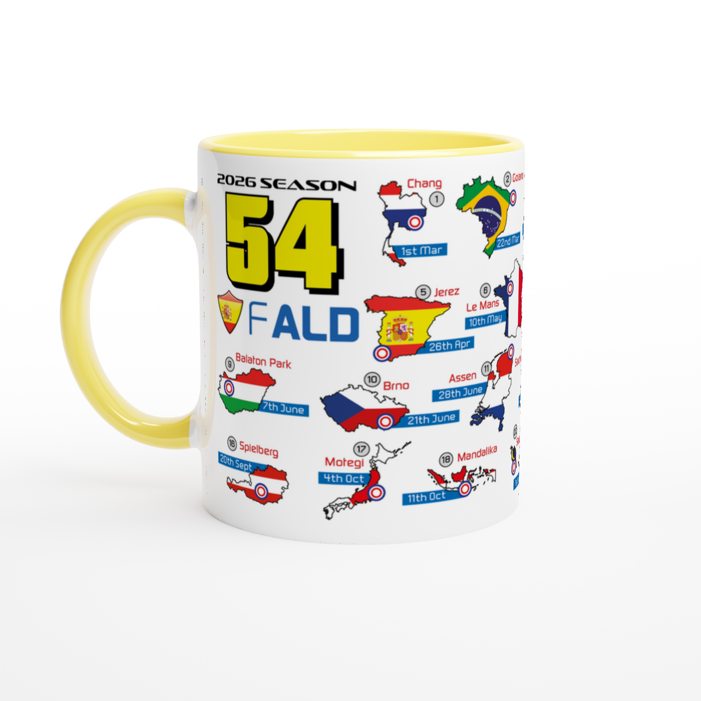 Fermin Aldeguer MotoGP 2026 Season Fixtures Racing Calendar Mug