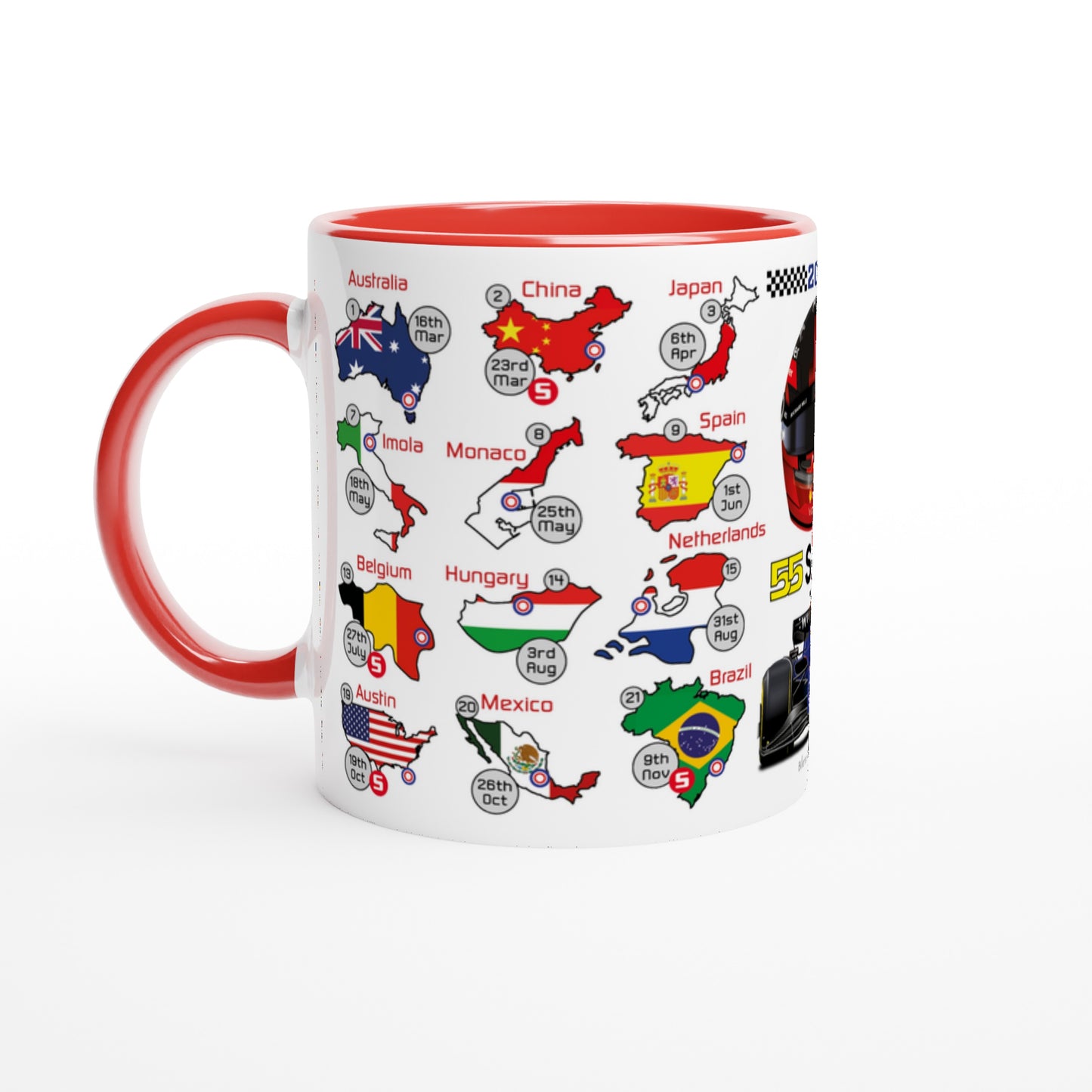 Carlos Sainz 2025 Formula 1 Season Fixtures Racing Calendar Mug