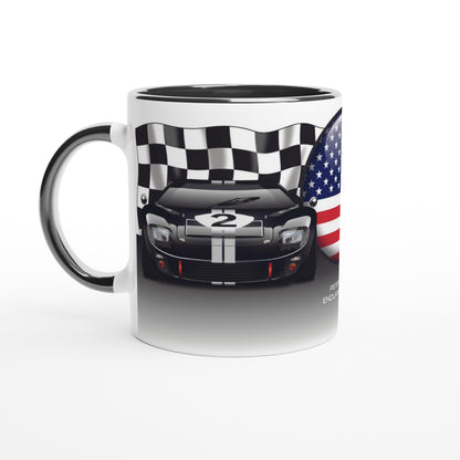 Ford GT40 Mug - Endurance Racing Car Mug on a US Flag background