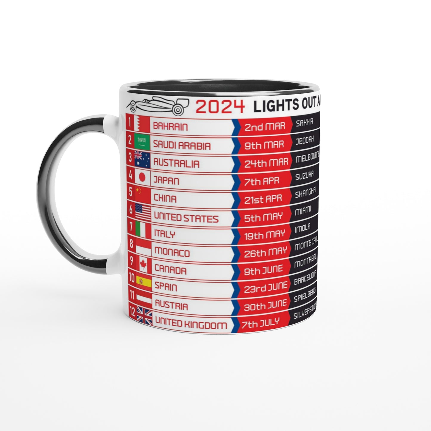 Formula 1 FIXTURES 2024 Mug - Formula 1 schedules calendar