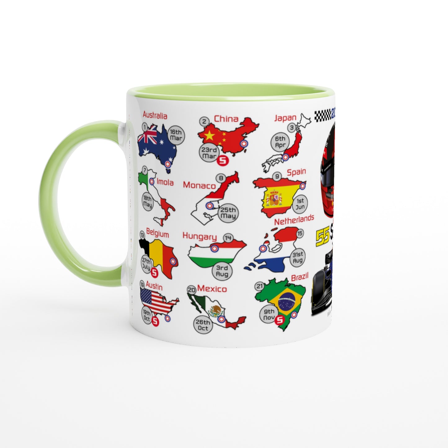 Carlos Sainz 2025 Formula 1 Season Fixtures Racing Calendar Mug