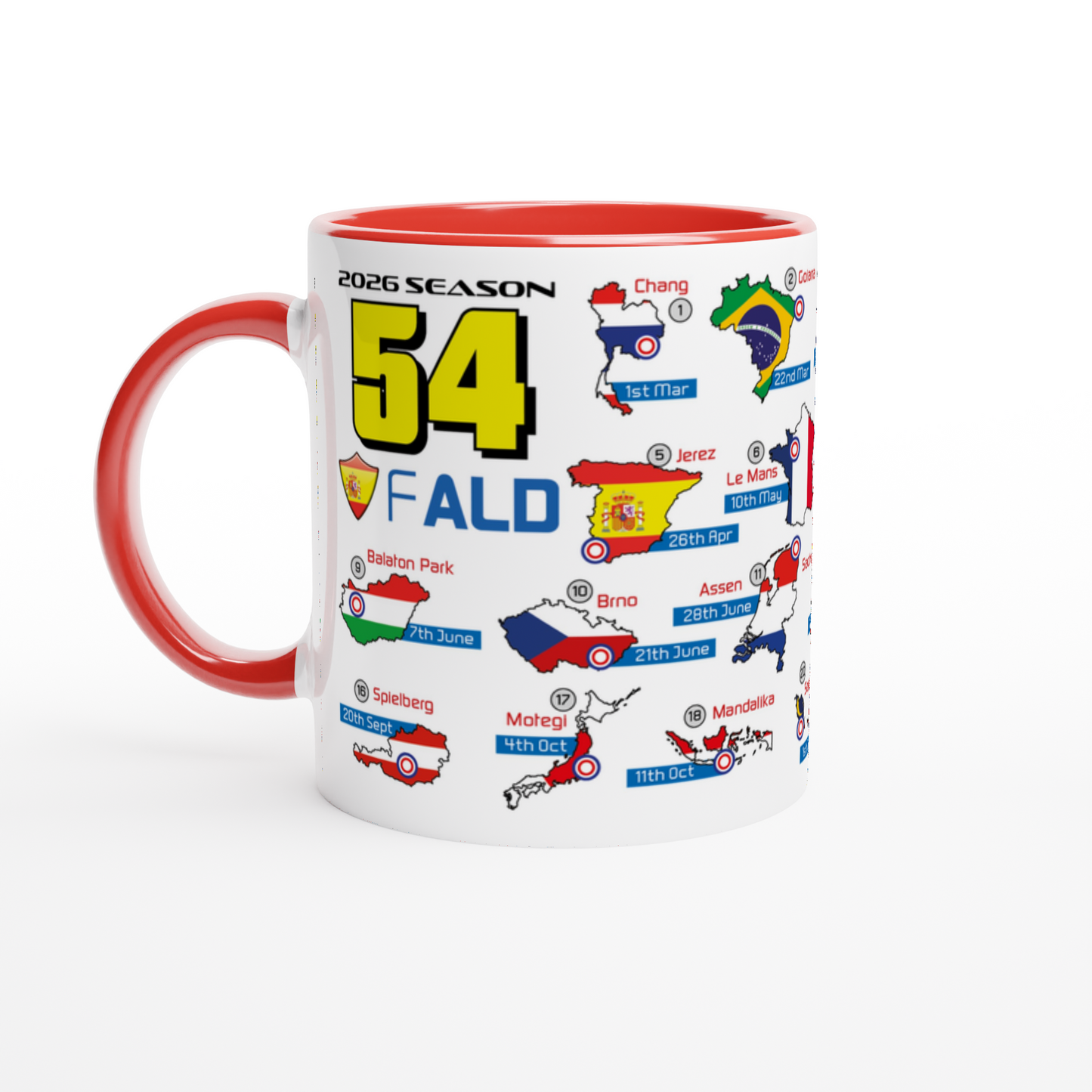 Fermin Aldeguer MotoGP 2026 Season Fixtures Racing Calendar Mug