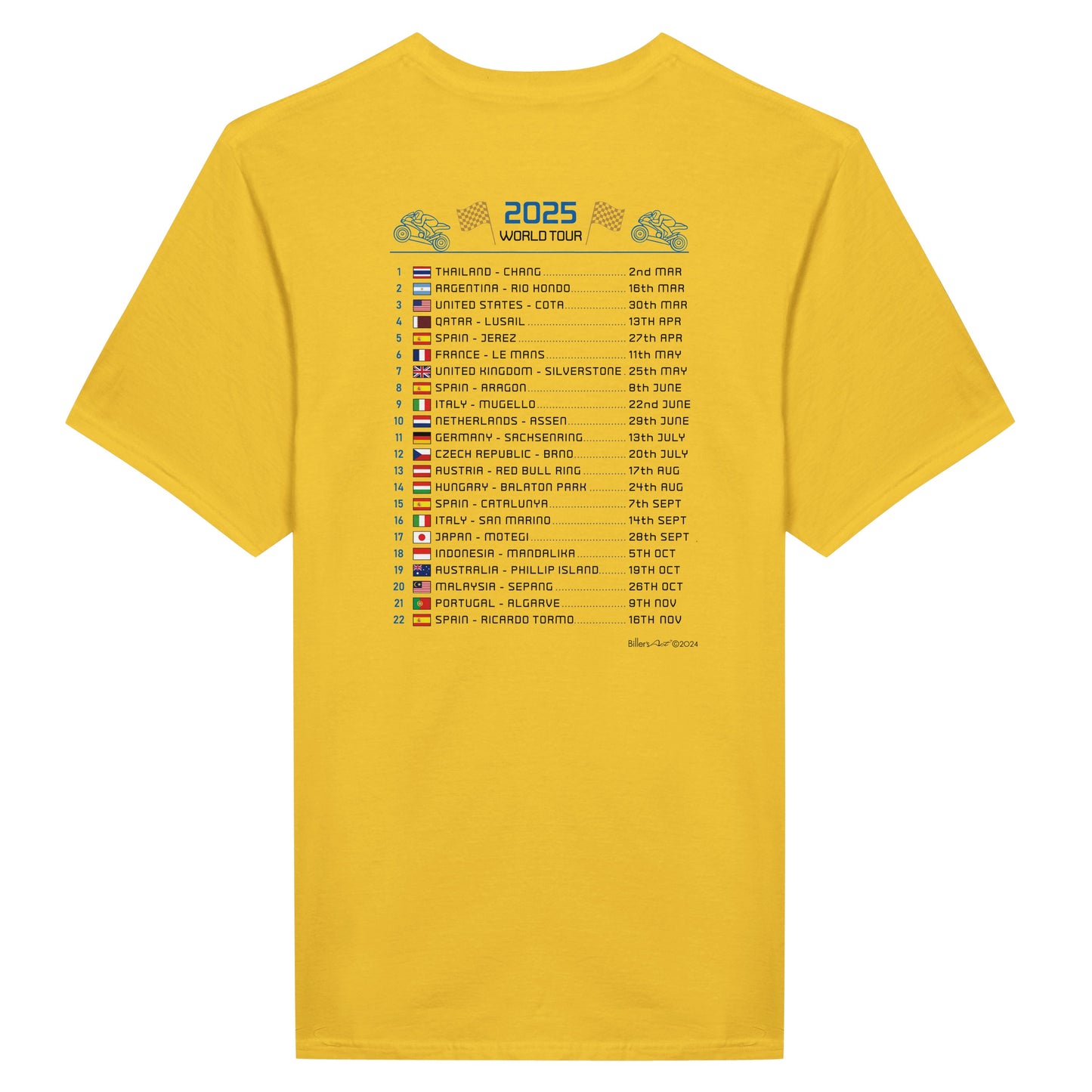 Marco Bezzecchi 2025 MotoGP Race Calendar T-Shirt