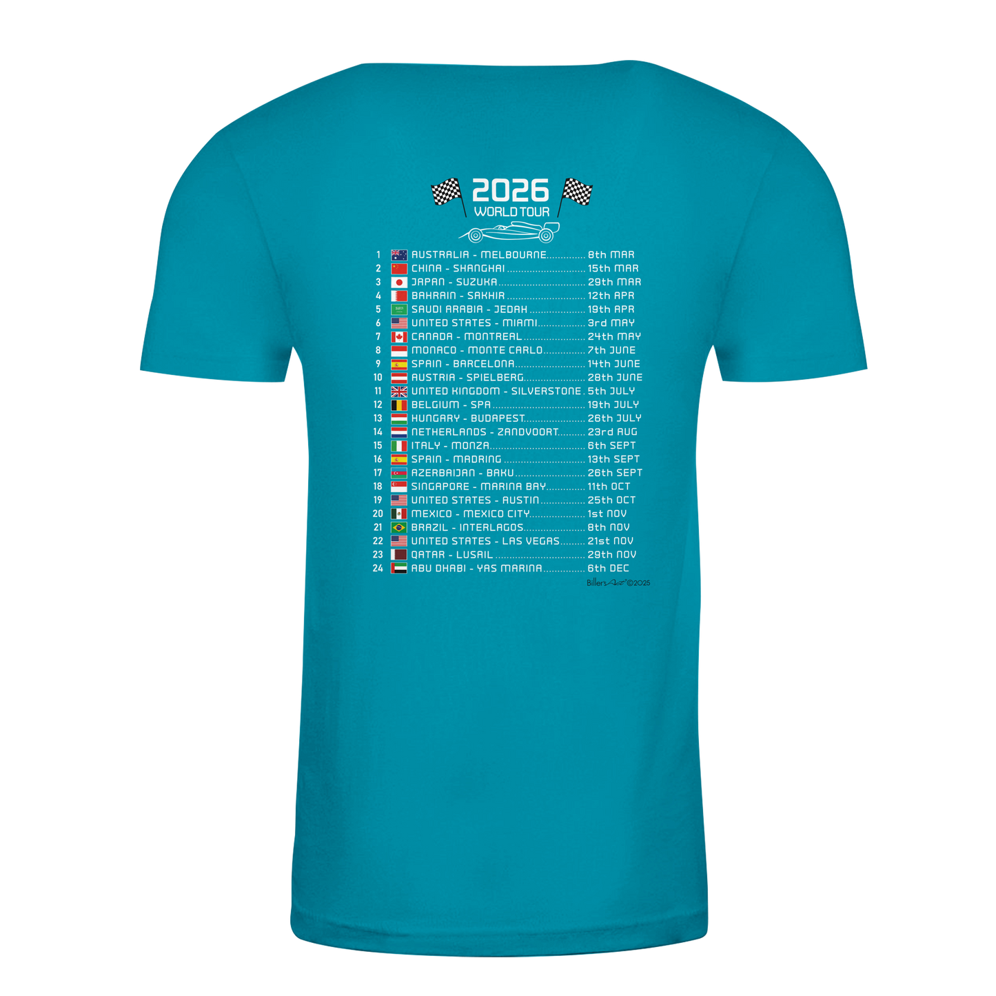 Kimi Antonelli 2026 Cartoon Calendar Formula 1 F1 T-Shirt