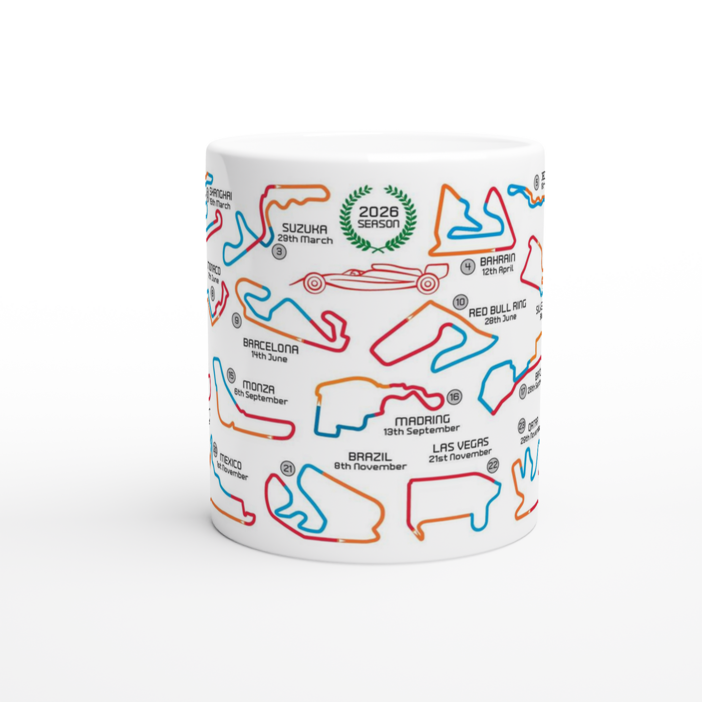 Formula 1 2026 Season Calendar and Circuits Mug