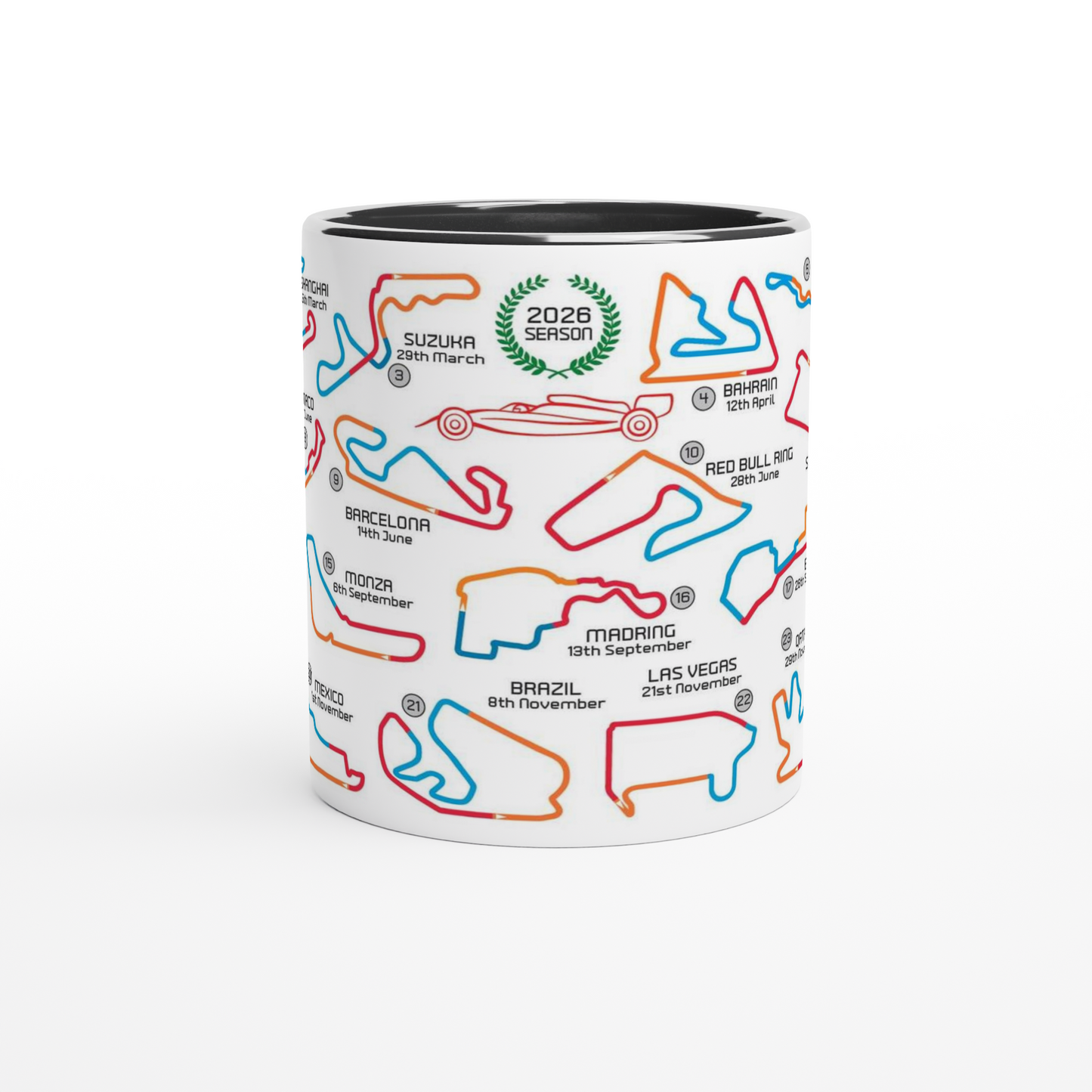 Formula 1 2026 Season Calendar and Circuits Mug