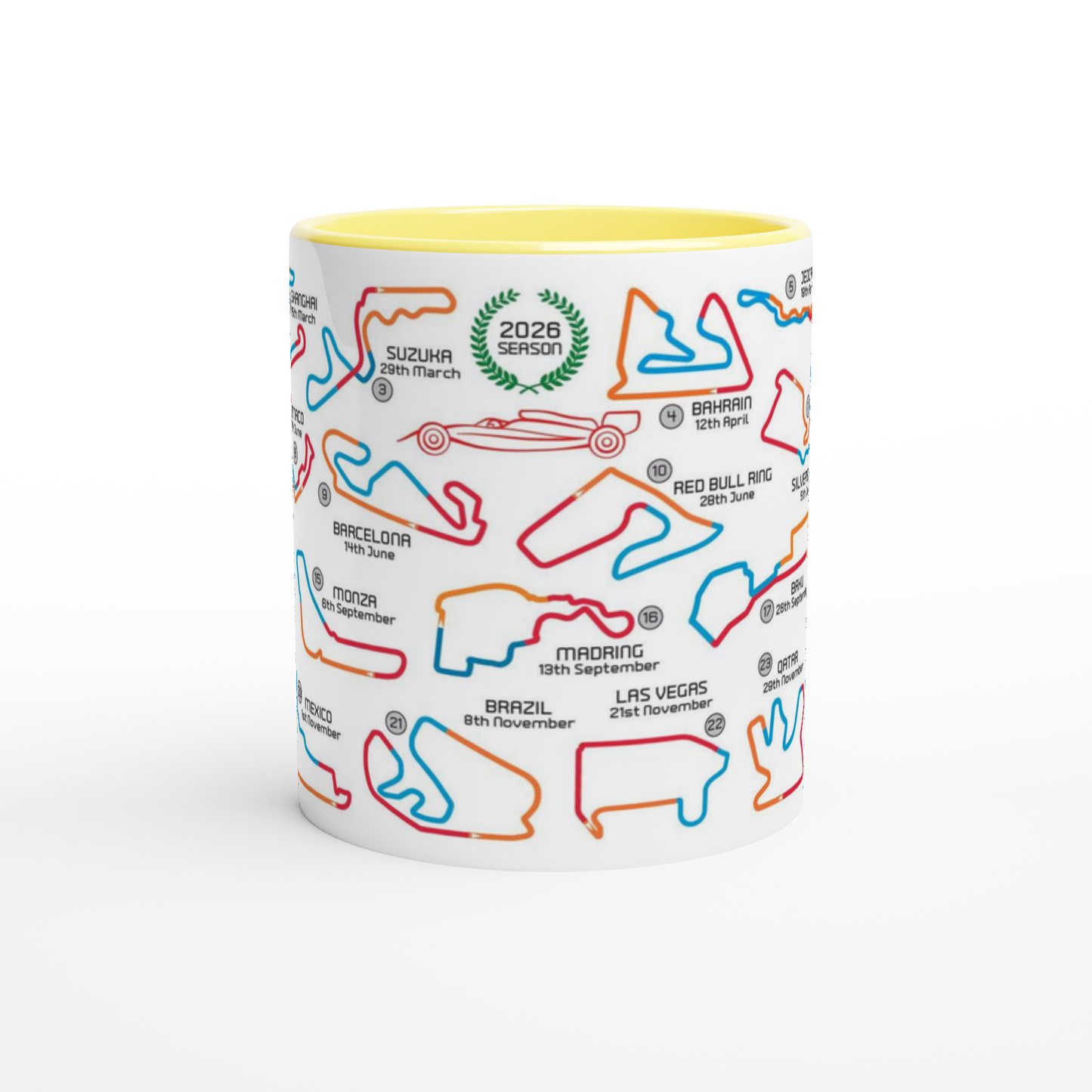 Formula 1 2026 Season Calendar and Circuits Mug