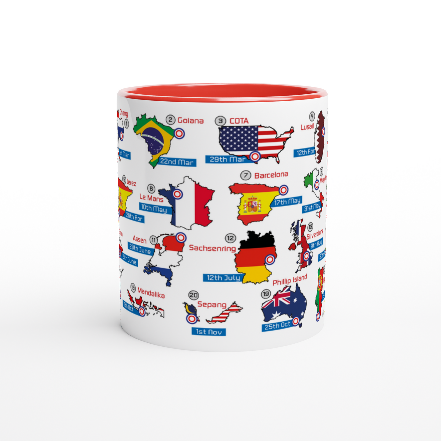 Pecco Bagnaia MotoGP 2026 Season Fixtures Racing Calendar Mug