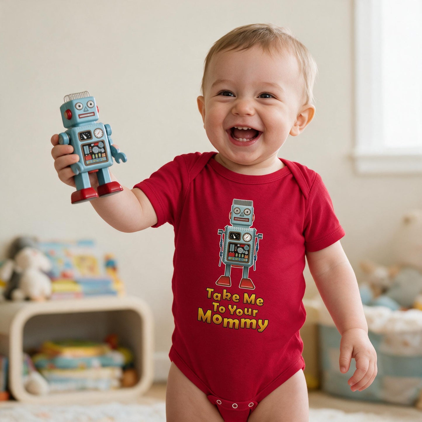 Take Me To Your Mommy Fun Robot Onesie (US Spelling)