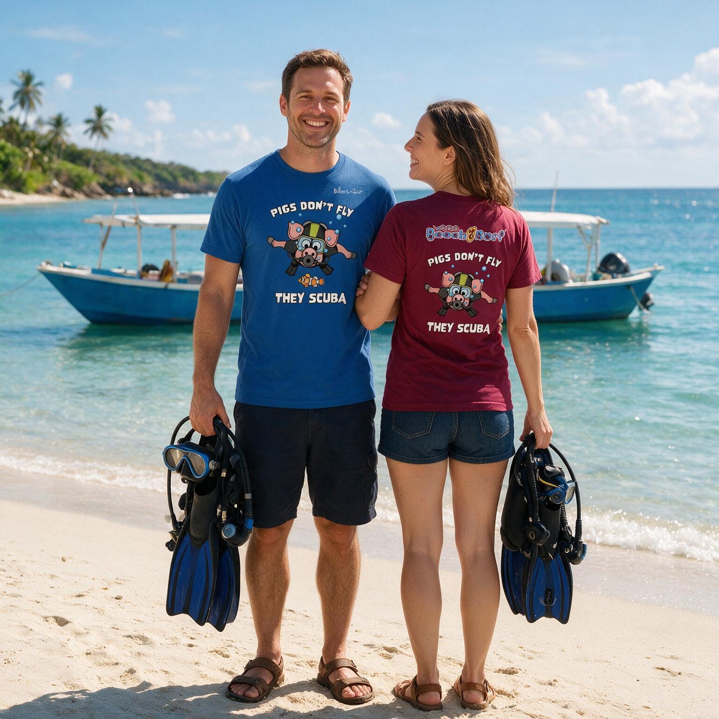 Pigs Don't Fly - Scuba Diving T-Shirt - Beach & Sure Leisure Wear