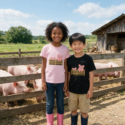 Childrens' Happy Pigs T-Shirt from the Farm Yard Collection