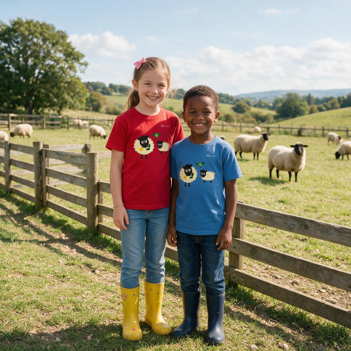 Childrens' Happy Sheep T-Shirt from the Farm Yard Collection