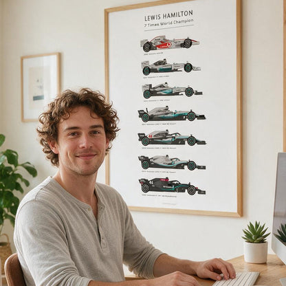 Lewis Hamilton 7 cars world championship Formula 1 print