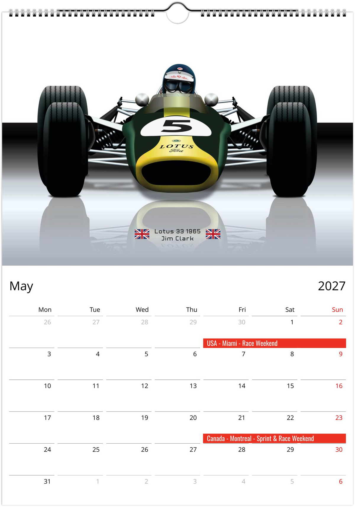 2027 Formula 1 Coolest Cars Calendars