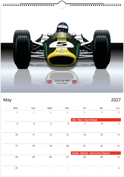 2027 Formula 1 Coolest Cars Calendars