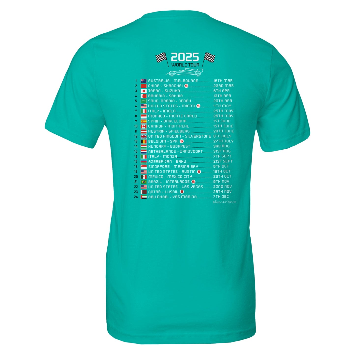 George Russell 2025 Race Calendar Formula 1 F1 T-Shirt