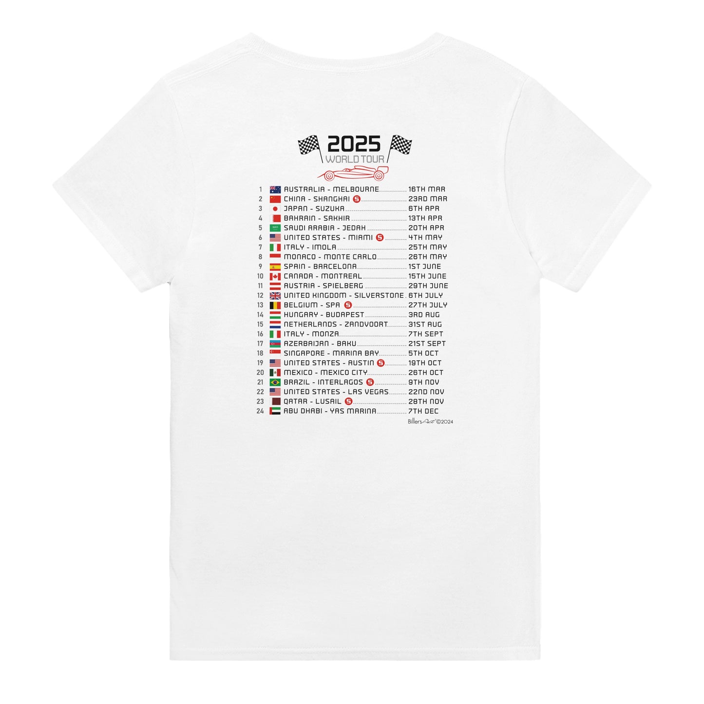 Oscar Piastri 2025 Race Calendar Formula 1 F1 T-Shirt
