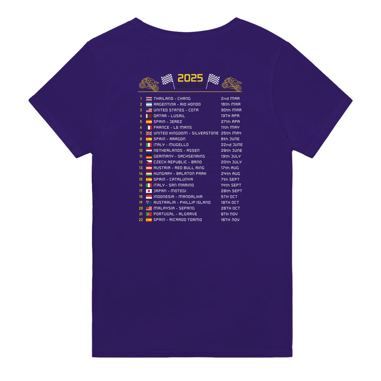 Miguel Oliveira 2025 MotoGP Race Calendar T-Shirt