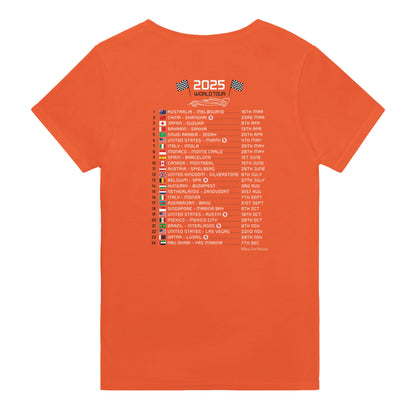 Oscar Piastri 2025 Race Calendar Formula 1 F1 T-Shirt