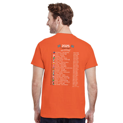 Lando Norris 2025 Race Calendar Formula 1 F1 T-Shirt Tee Shirt T Shirt