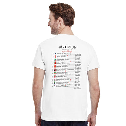 Lewis Hamilton 2025 Race Calendar Formula 1 F1 T-Shirt