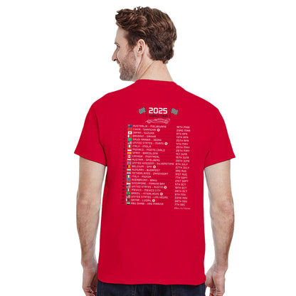 Charles Leclerc 2025 Race Calendar Formula 1 F1 T-Shirt