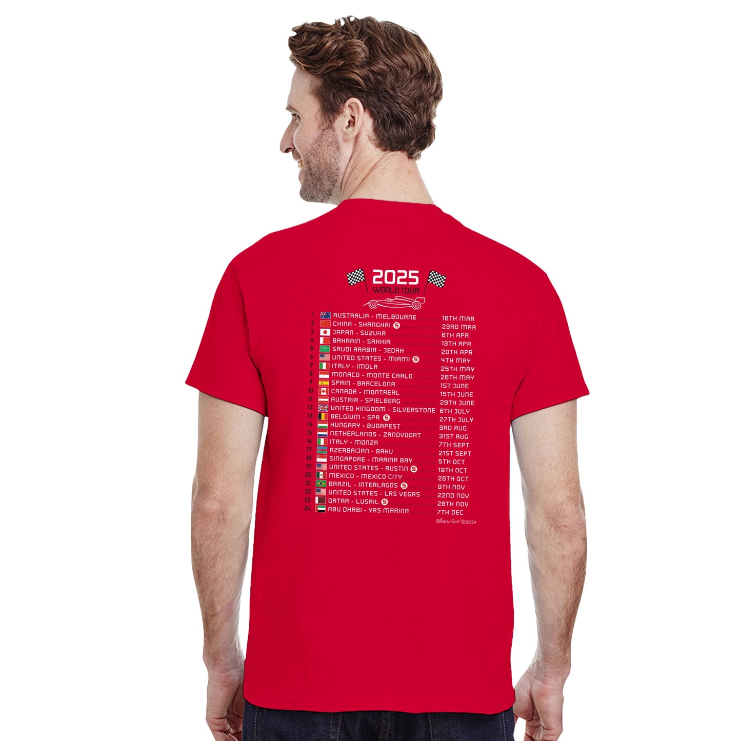 Lewis Hamilton 2025 Race Calendar Formula 1 F1 T-Shirt