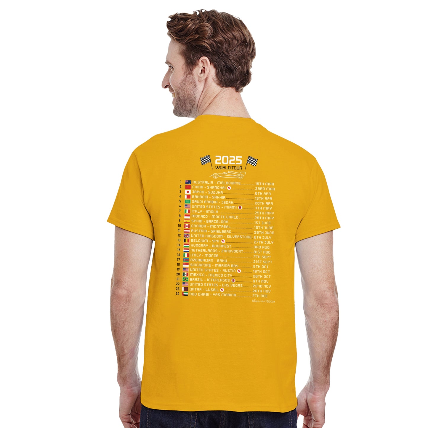 Lewis Hamilton 2025 Race Calendar Formula 1 F1 T-Shirt