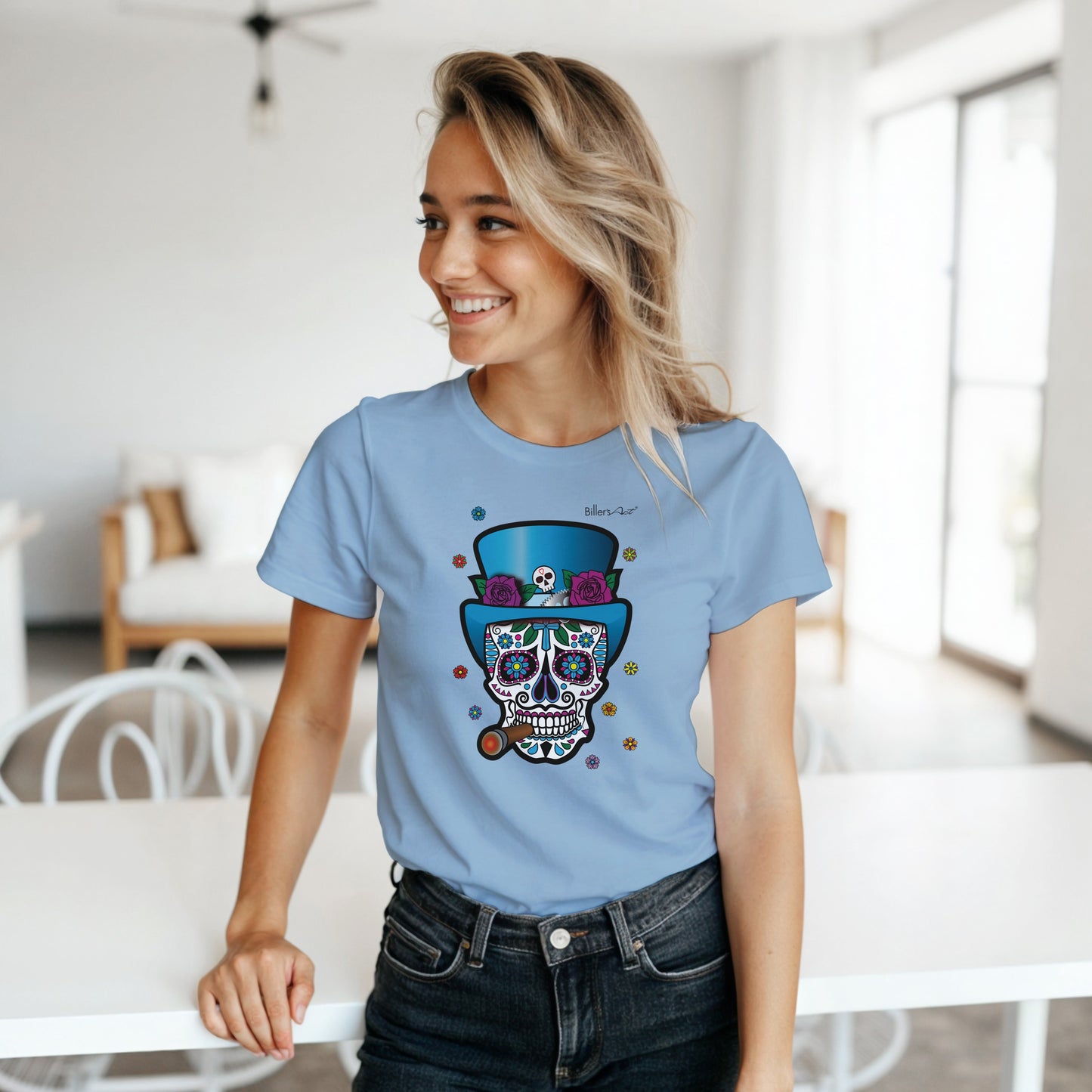 Day of the Dead Fire and Flowers Womens T-Shirt