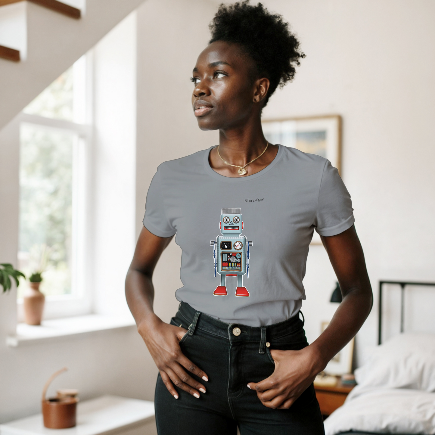 RetRobots Mr Coil Womens' Slim Fit T-Shirt