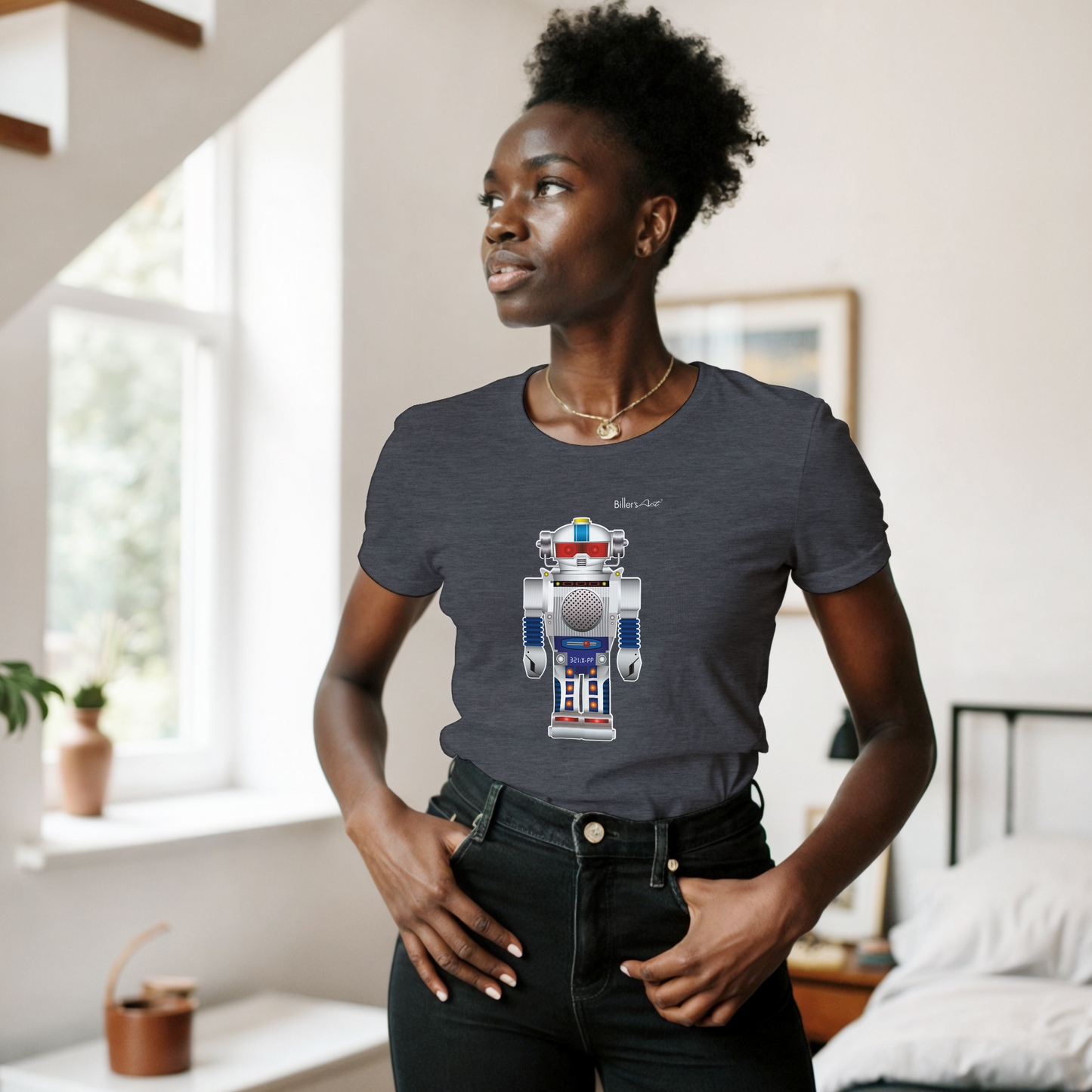 RetRobots  Mr White Womens' Slim Fit T-Shirt