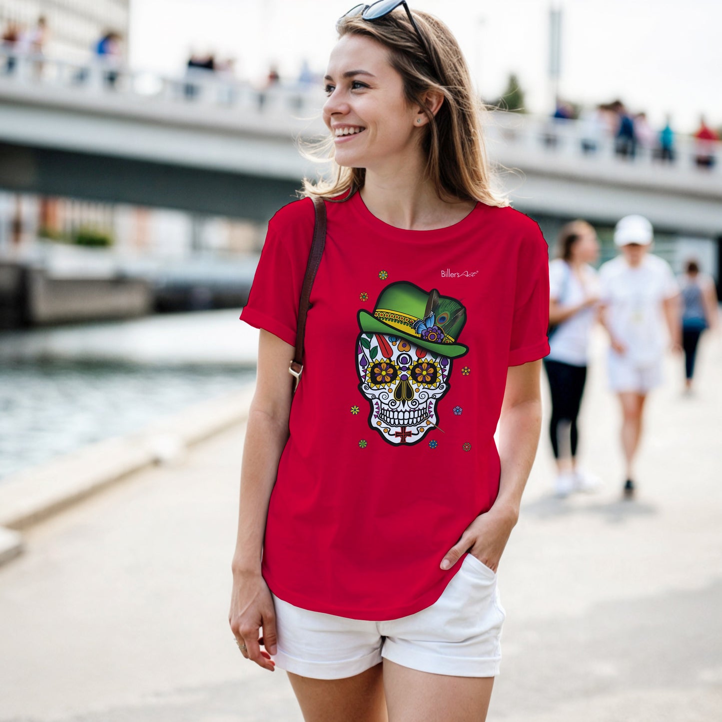 Day of the Dead Earth and Flowers Womens T-Shirt
