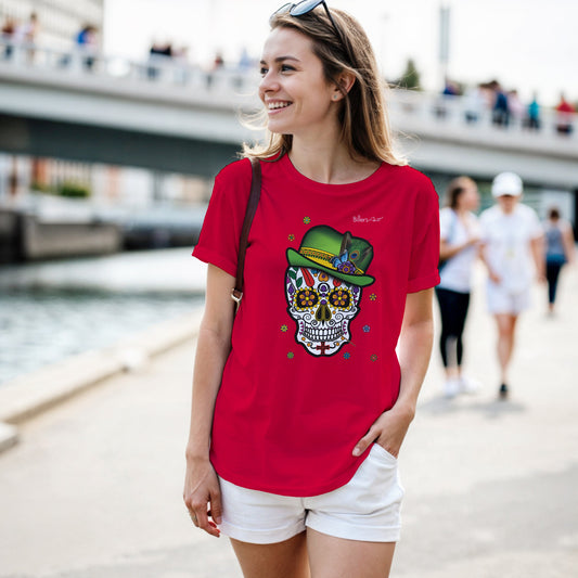 Day of the Dead Earth and Flowers Womens T-Shirt