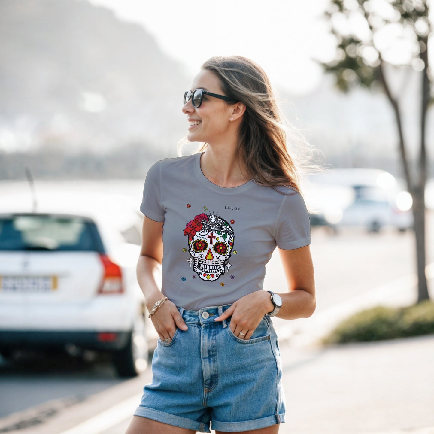 Day of the Dead Water and Flowers Womens' T-Shirt