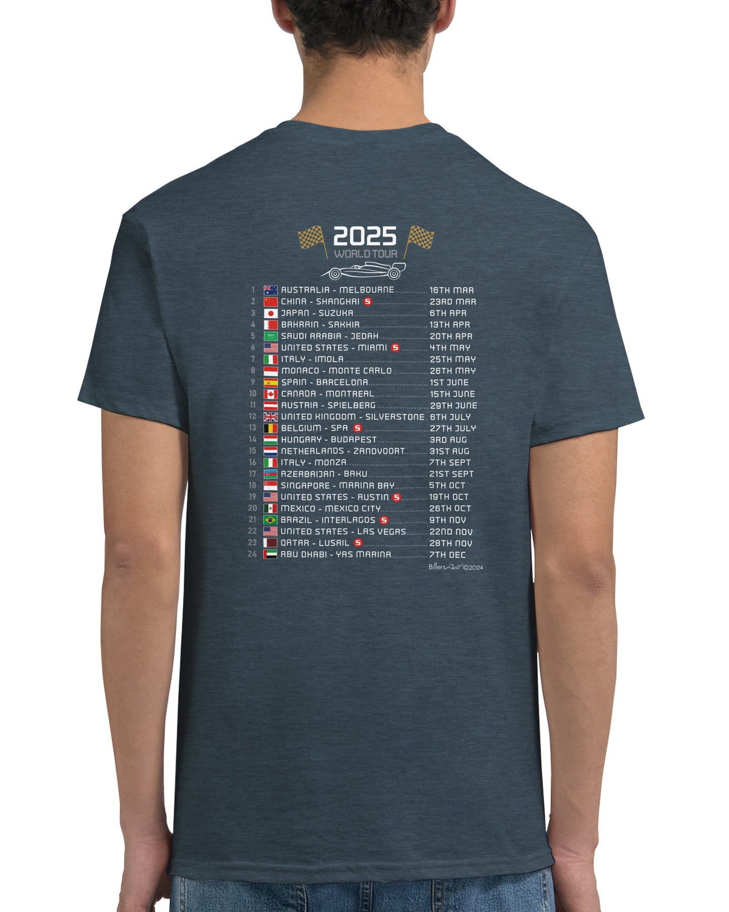 Lando Norris 2025 Race Calendar Formula 1 F1 T-Shirt Tee Shirt T Shirt